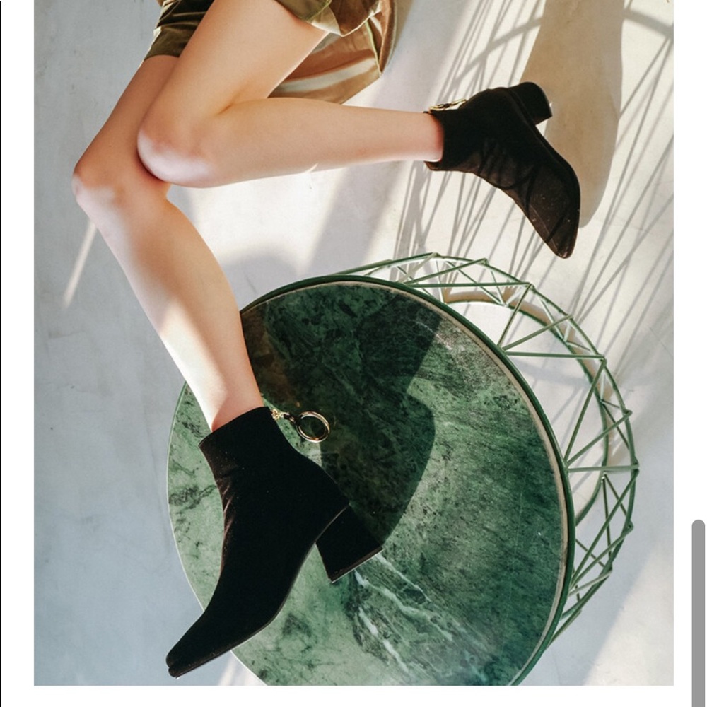 Reike Nen Black Velvet RING Middle Boots